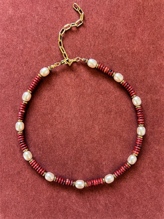 BOHO RED CHOKER 