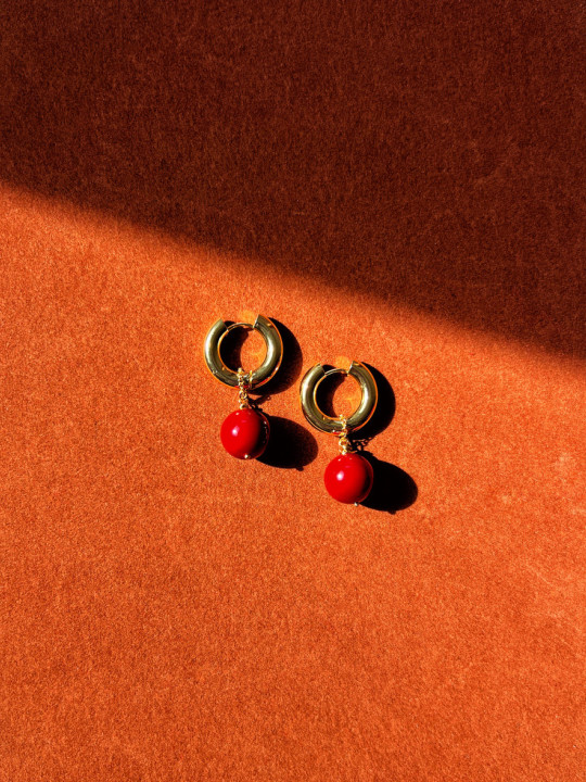 RED PEARLS EARRINGS 