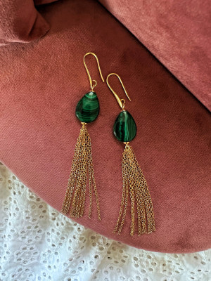 MALACHITE CHAINS EARRINGS 