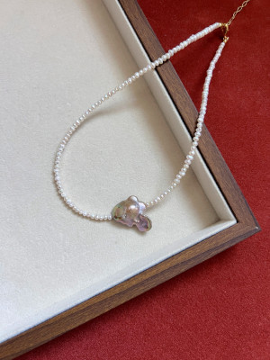 FLOWER PEARL CHOKER 