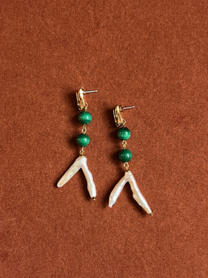 KESHI & MALACHITE EARRINGS 