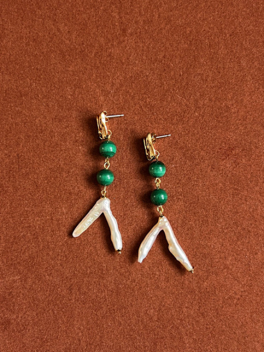 KESHI & MALACHITE EARRINGS 