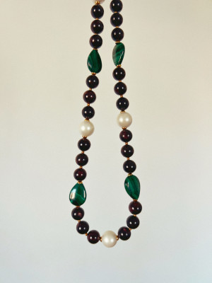 GARNET & MALACHITE NECKLACE 